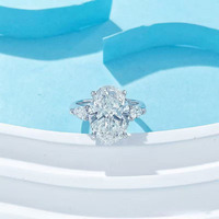 Anelli di Fidanzamento alla Moda con Diamante Sintetico Taglio Ovale Brillante in Platino Pt950 per Donne, Anelli di Moda con Diamanti