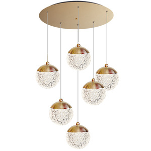 Lámpara colgante moderna de cristal dorado, redonda, con luz LED E27 para sala de estar, lámpara de techo, 2700K, blanco cálido - Product Image 1