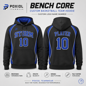 Hoodie Pullover Tim Basket Custom Print, Logo Tim, Nama, Nomor, Sekolah, Pemain, Pelatih, Dewasa, 100% Poliester - Product Image 1