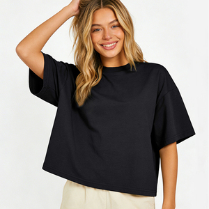 T-Shirt Oversize in Misto Cotone e Poliestere, Tinta Unita, Alta Qualità, Abbigliamento Casual da Donna - Product Image 6