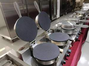 Machine à gaufres électriques professionnelles double tête OUTE pour cornets de crème glacée, avec plaques antiadhésives, idéale pour les snacks et les cafés - Product Image 2