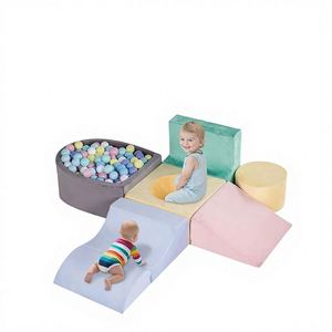 Juego de 7 Bloques de Espuma Coloridos con Cubierta de Terciopelo, Lavables, Suaves, Modulares, para Escalar, Gatear y Deslizarse, para Niños Pequeños de 1 a 3 Años - Product Image 1