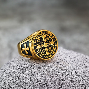 แหวนสแตนเลสผู้ชาย ดีไซน์รูปกากบาท สไตล์ฮิปฮอป สวมใส่ได้ทุกวัน ลายเรขาคณิต 04506 - Product Image 5