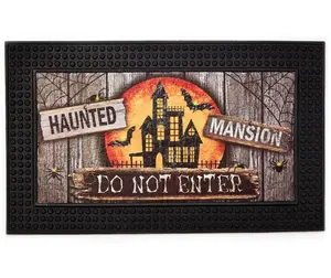 LED Light Happy Screaming Halloween 18x30 In Rubber LED and Sound Door Mats