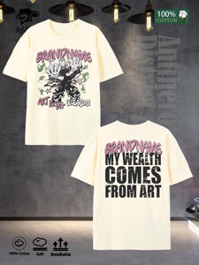 تي شيرت رجالي من القطن 100٪ بتصميم ستريت وير فضفاض بخمسة ألوان من مستودع واشنطن العاصمة - Product Image 3