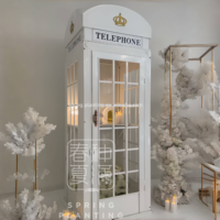White Telephone Booth Neon Wedding Backdrop Audio Guestbook Phone London Telephone Booth for Wedding Decoration