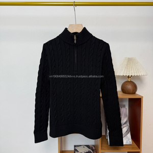 Pull-over polo en tricot torsadé chaud personnalisé avec logo, pour homme, hiver, manches longues, col rond, broderie - Product Image 5