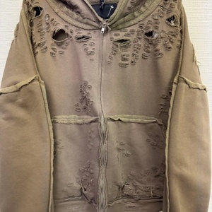 Sudadera con Capucha de Diseño Personalizado, Impresa, Transpirable, Ecológica, de Algodón Grueso y Pesado, Estilo Vintage, Lavado Ácido, Desgastada, Decolorada por el Sol, con Cierre - Product Image 4