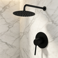 Robinet de douche mural encastré noir Weihao, mitigeur simple poignée, pommeau de douche pluie rond, ensemble de douche, vanne de douche dissimulée pour salle de bain