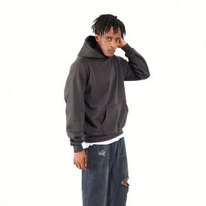 H5562 Fabricant de vêtements pour hommes, vente en gros, sweats à capuche personnalisés 100% coton, sans cordon, sweats à capuche oversize sans impression - Product Image 5