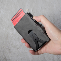 Dompet Pintar Minimalis Casekey Custom NFC RFID Protection Thin GPS Tracker Cardholder dari Kulit PU dengan Fitur Pop Up untuk Kartu