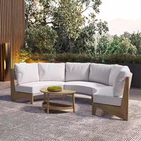 Outdoor-Sofa-Bank-Kombination aus Teakholz und Rattan, Wasserfest, Sonnenschutz, Bogenförmig für Garten, Innenhof, Balkon, Outdoor-Möbel
