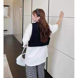 Changshu-Chaleco negro con cremallera para mujer, talla grande, N8128, chaleco holgado de algodón liso en capas para mujer adulta - Product Image 1