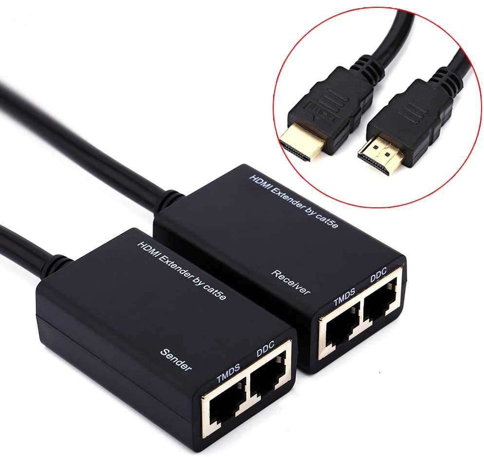 HDMI Extender Over RJ45 CAT5e CAT6 Cable UTP LAN Ethernet Balun Extender Repeater Cable-1080P