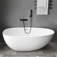 Baignoire de salle de bain blanche sans couture en acrylique vierge de luxe moderne pas chère en forme d'oeuf baignoire bébé et douche