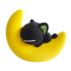 Ornement créatif et mignon d'animal couché avec une lune, en PVC, pour aquarium, jouets décoratifs pour aquarium, ornement d'aquarium mignon - Product Image 2