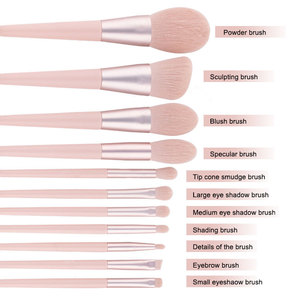 Juego de <span class=keywords><strong>brochas</strong></span> de maquillaje rosa, Etiqueta Privada, alta calidad, base en polvo, sombra de ojos, <span class=keywords><strong>brochas</strong></span> de maquillaje con bolsa, venta al por mayor - Product Image 2