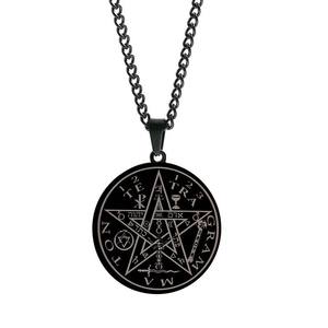 AL243271 liontin baja tahan karat kalung bulat Amerika Eropa dengan bintang berujung lima segel Solomon <span class=keywords><strong>Kabbalah</strong></span> trendi - Product Image 4
