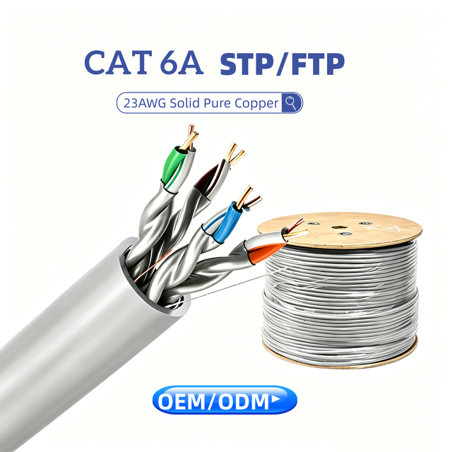 Wholesale Price Cat6a FTP Shielded Network Cable 23AWG Pure Copper UV Resistant High Temp RJ45 Connector 10Gbps Data Rate Middle