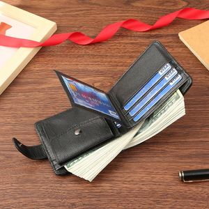 Portefeuille court en cuir PU pour homme avec fermeture éclair et bouton-pression, porte-monnaie à deux volets, logo personnalisé, cadeau pour une utilisation promotionnelle - Product Image 2