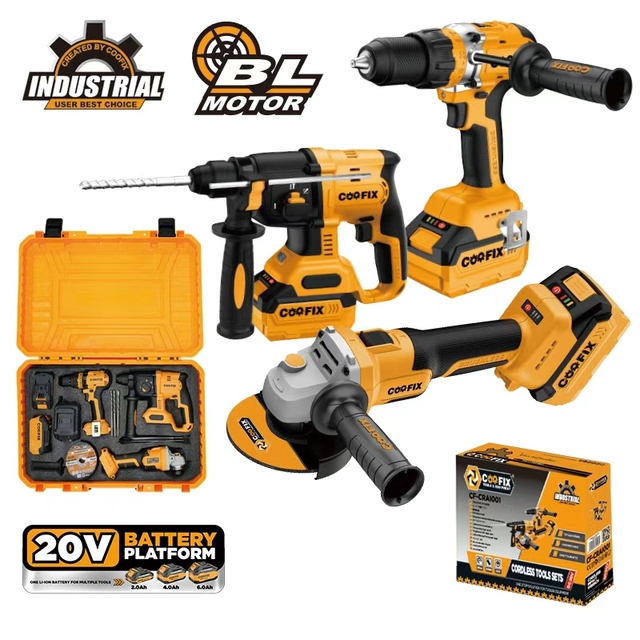 20V Lithium Ion Cordless 3PCS Power Tools Set Electric Rotary Hammer Hand Drill Angle Grinder Combo Kit