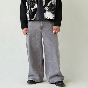 <span class=keywords><strong>Jeans</strong></span> Larghi da <span class=keywords><strong>Uomo</strong></span> Personalizzati Grigio Chiaro Effetto Vintage Denim Sbiadito Vestibilità Ampia Stile Streetwear - Product Image 1