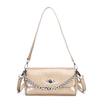 Tas Selempang Kulit PU Vintage Warna Solid Grosir untuk Wanita, Tas Tangan Rantai Crossbody, Dompet Flap Retro, Tas Ketiak Fashion, Custom
