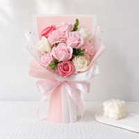 Bunga Sabun Buatan Grosir untuk Hari Ibu, Hari Valentine, Hadiah Ulang Tahun, Buket Sabun Mawar Pink, Kotak Hadiah Bunga Buatan Tangan