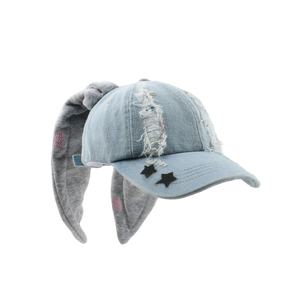 时尚Y2K长兔耳帽可调Kpop套装仿旧撕裂牛仔兔耳棒球帽 - Product Image 5