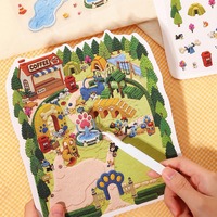 Lot de 4 autocollants décoratifs - Série Paradis des Animaux Mignons - Scènes de Vie Sauvage