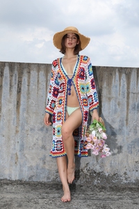 Suéter de ganchillo personalizado OEM y ODM para mujer, ropa de <span class=keywords><strong>playa</strong></span>, suéter de punto calado a mano, suéter de ganchillo para mujer - Product Image 3