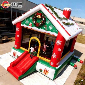 Château gonflable de Noël 13*13 pieds avec impression d'arbre de Noël enneigé, portable pour <span class=keywords><strong>location</strong></span> de fête de carnaval en extérieur - Product Image 4