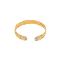 Bracelets Manchette Flèche en Acier Inoxydable 316L et Alliage de Zinc Plaqué Or avec Strass en Cristal, Tendance Mode SmileJoyas E450-B260-0276ZS