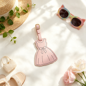 Etiqueta de equipaje de cuero PU para trajes y vestidos de novia, etiqueta identificadora de equipaje de viaje con correa ajustable para maleta, luna de miel, viaje de boda - Product Image 5
