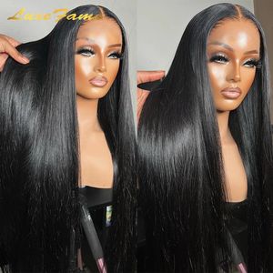 Rambut Manusia India 40 Inci Lurus Alami Grosir 100% Hitam Asli Kutikula Tertata Rapi Wig HD Lace Front - Product Image 3