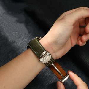 Correa de reloj de cuero de grano superior con patrón de grano de trigo <span class=keywords><strong>para</strong></span> <span class=keywords><strong>Apple</strong></span> <span class=keywords><strong>Watch</strong></span>, correa deportiva de repuesto con diseño moderno y cierre magnético - Product Image 6