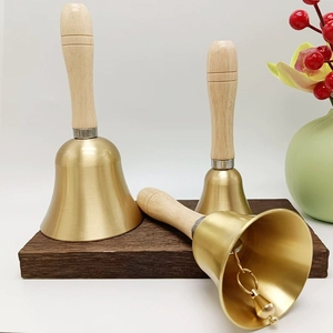 Wholesale Multiple Sizes Brass Hand Bell Wood Handle Service Call Bells Meditation Prayer Altar Handbell For School Supplies - Product Image 6