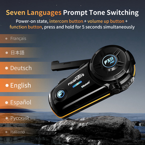 อินเตอร์คอมติดหมวกกันน็อคสำหรับมอเตอร์ไซค์ Fodsports <span class=keywords><strong>FX8</strong></span> <span class=keywords><strong>Pro</strong></span> 10 คน ระยะ 2000 เมตร ชุดหูฟังไร้สายพร้อมระบบควบคุมด้วยเสียง - Product Image 5