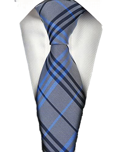 <span class=keywords><strong>Corbata</strong></span> de Microfibra Personalizada Extra Larga con Nudo Grande, Diseño a Cuadros Grises, <span class=keywords><strong>Azul</strong></span> Claro y <span class=keywords><strong>Azul</strong></span> Marino, para Hombre, Formal y de Negocios - Product Image 3