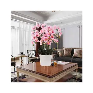 फूल कृत्रिम चरण के लिए Hight गुणवत्ता मिनी सफेद गुलाबी आउटडोर आर्किड बर्तन के साथ रियल टच फूल कृत्रिम