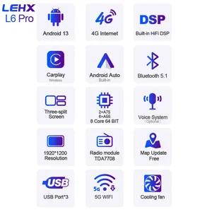 Lehx 13.1-inch 2DIN xe Android đài phát thanh GPS Hệ thống định vị với DSP OLED hiển thị 2K độ phân giải-đa-thương hiệu đồ đạc - Product Image 2