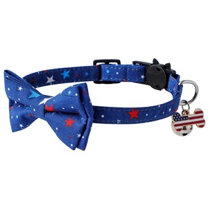 Collar de gato para el Día DE LA Independencia de Tanpopo con amuleto de hueso de campana pequeña, collar de gato bonito, accesorios, Collar de gatito con estampado de bandera de estrella - Product Image 5