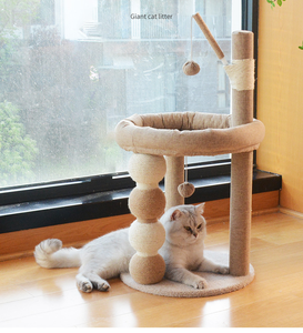 Pohon kucing kustom pabrik tempat tidur kucing kayu berkelanjutan terintegrasi dengan garuk Sisal dan rangka panjat Tanpa Remah tempat tidur kucing - Product Image 2