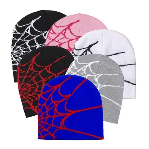 man styles beanie hats custom logo spider web winter hats woman fashion word beanie