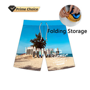 2024 New Design Folding Storage Four-Side <b>Elastic</b> Fabric Men Beach Hawaii All Over Print Shorts - Product Image 1