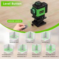Niveau laser vert 4D à auto-nivellement 16 lignes 360° intérieur/extérieur, alimenté par batterie, pour bricolage, nivellement automatique en croix