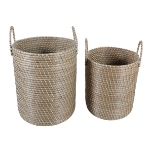 Cesto Rotondo in Vimini con Manici per Conservazione e Arredamento Casa, Misura Media, Set di Due - Product Image 4