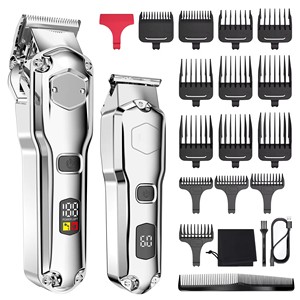 Coupe-cheveux professionnel Mans ensemble de tondeuses à cheveux en métal tondeuse à cheveux électrique sans fil pour barbier écran LCD coiffure - Product Image 1