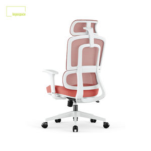 Chaises de bureau ergonomiques pivotantes KEPO rouges avec dossier en maille confortable et réglable pour le travail - Product Image 4