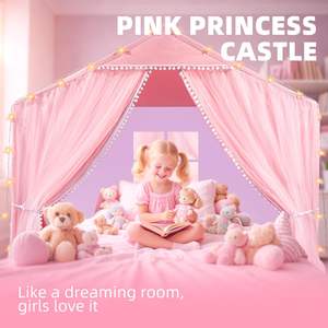 Tentes de jeu roses pour enfants, tente d'intérieur et d'extérieur pour tout-petits, tente de jeu pour enfants, grand château tipi pour bébés - Product Image 6